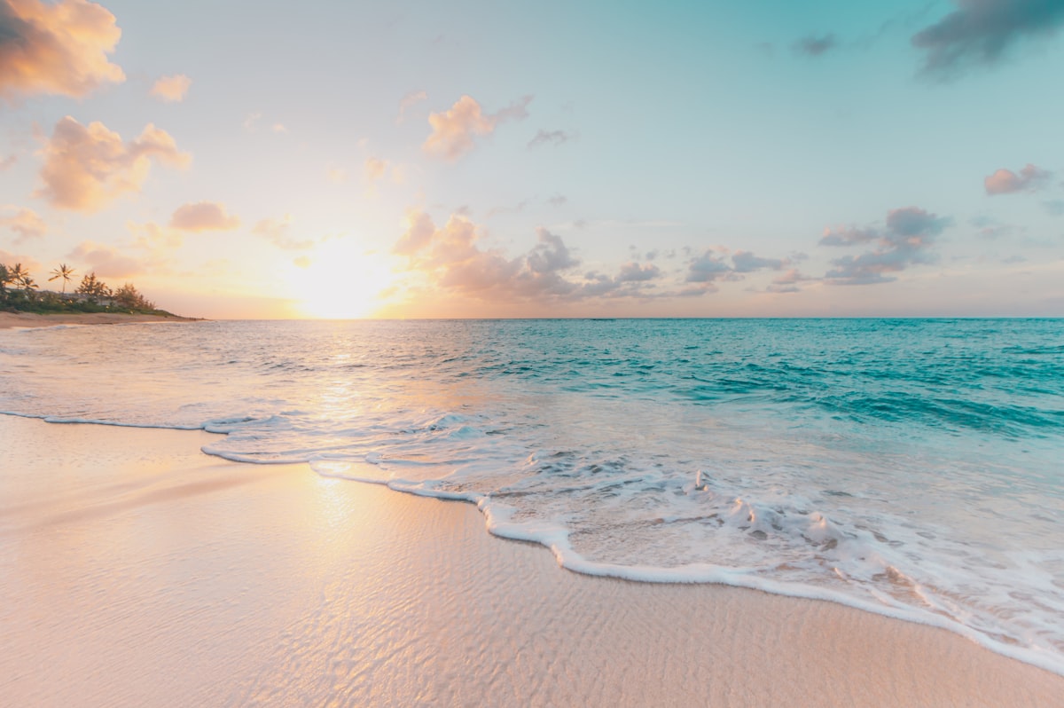Beachfront villa with sunset view